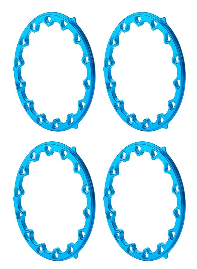 WEFEINO 4PCS Aluminum Replacement Wheels Rims 2.2" Beadlock Ring for 1/10 Axial Wraith SCX10 D90 Wraith 90048 TRX4 TRX6 (Blue-B) - Image 1